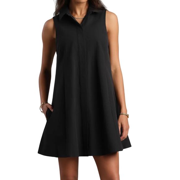 Rhone Highline Sleeveless Black Button Down Short Athleisure Dress Sz XXL - Picture 1 of 12